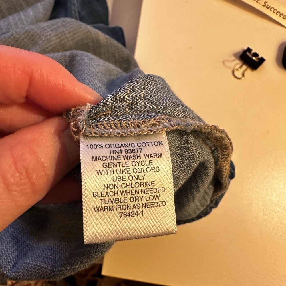 Liz Claiborne | Dark Blue Denim Button-Down Shirt - Picture 5 of 8